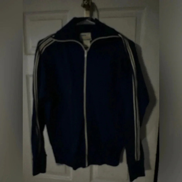 Vintage 1970s 80s Mens Net Worth Med Track Swim Jacket - Blue - Zip Front - Picture 1 of 3